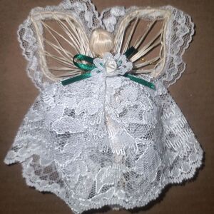 Vintage Faceless‎ Angel Corn Silk and Lace Doll Ornament 1970s